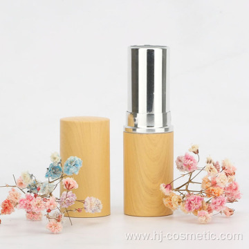 Cosmetic empty soft Round wood grain light yellow  lipstick tube